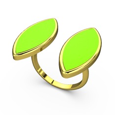 Mineli Yaprak Yüzük - 18 ayar altın yüzük (Neon yeşil mineli) #r0p9yo