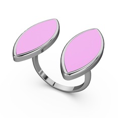 14 ayar beyaz altın yüzük (Açık pembe mineli)