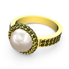 Mina İnci Yüzük - Peridot ve inci 18 ayar altın yüzük #1cu6a9g