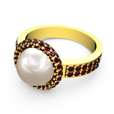 Mina İnci Yüzük - Garnet ve inci 18 ayar altın yüzük #buysgf