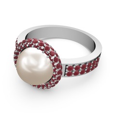 Mina İnci Yüzük - Kök yakut ve inci 925 ayar gümüş yüzük #jbiv2f