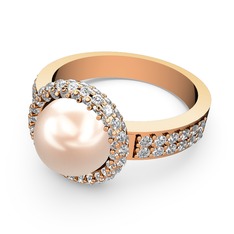 Mina İnci Yüzük - Swarovski ve pembe inci 925 ayar rose altın kaplama gümüş yüzük #wwx5jk