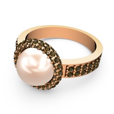 Mina İnci Yüzük - Dumanlı kuvars ve pembe inci 8 ayar rose altın yüzük #zyvthn