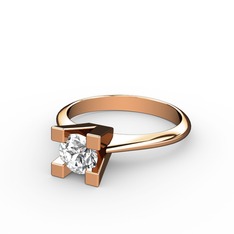 Dört Tırnaklı Tektaş Yüzük - Beyaz zirkon 8 ayar rose altın yüzük #j1f9rb