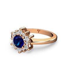 Floral Çiçek Yüzük - Pırlanta ve lab safir 14 ayar rose altın yüzük (0.504 karat) #15ew54l