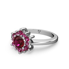 Rodolit garnet 18 ayar beyaz altın yüzük