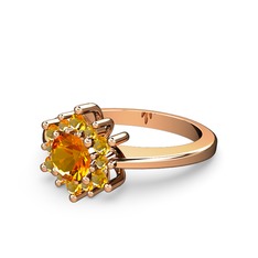 Floral Çiçek Yüzük - Sitrin 14 ayar rose altın yüzük #1a4r9st