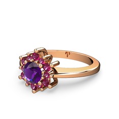 Rodolit garnet ve ametist 8 ayar rose altın yüzük