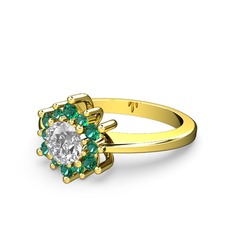 Yeşil kuvars ve swarovski 14 ayar altın yüzük