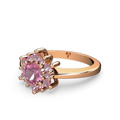 Floral Çiçek Yüzük - Pembe kuvars 18 ayar rose altın yüzük #1cf3b57