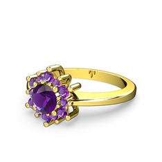 Floral Çiçek Yüzük - Ametist 8 ayar altın yüzük #1dx0vse