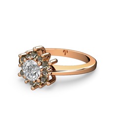 Dumanlı kuvars ve swarovski 18 ayar rose altın yüzük