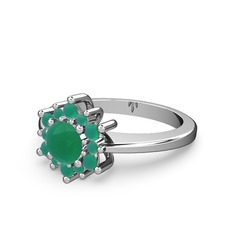Floral Çiçek Yüzük - Kök zümrüt 925 ayar gümüş yüzük #1fxlwzh
