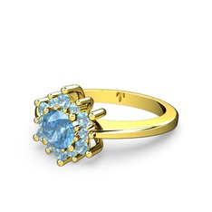 Floral Çiçek Yüzük - Akuamarin 18 ayar altın yüzük #1gdyjm4