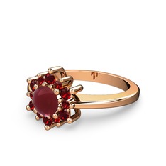 Garnet ve kök yakut 8 ayar rose altın yüzük