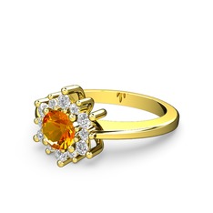 Floral Çiçek Yüzük - Pırlanta ve sitrin 18 ayar altın yüzük (0.504 karat) #1jilrqo