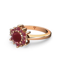 Floral Çiçek Yüzük - Kök yakut 8 ayar rose altın yüzük #1qfqvkg