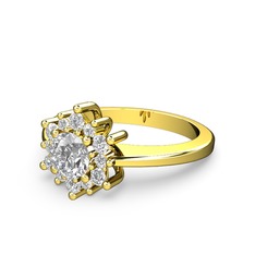 Floral Çiçek Yüzük - Swarovski ve beyaz zirkon 14 ayar altın yüzük #1tkkt3l