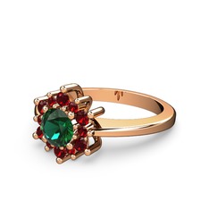 Floral Çiçek Yüzük - Garnet ve yeşil kuvars 8 ayar rose altın yüzük #1ubov1t