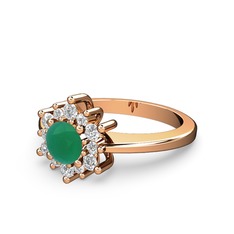 Floral Çiçek Yüzük - Beyaz zirkon ve kök zümrüt 14 ayar rose altın yüzük #1v88r2f