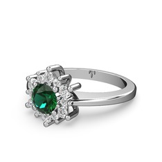 Swarovski ve yeşil kuvars 8 ayar beyaz altın yüzük