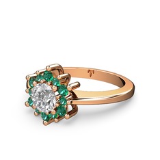 Floral Çiçek Yüzük - Yeşil kuvars ve swarovski 18 ayar rose altın yüzük #4wl0hj