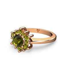 Floral Çiçek Yüzük - Peridot 14 ayar rose altın yüzük #6zbohw