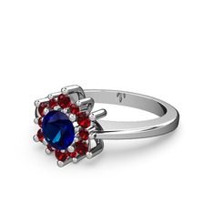 Floral Çiçek Yüzük - Garnet ve lab safir 925 ayar gümüş yüzük #8l54cj