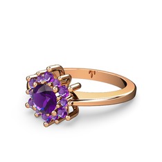 Floral Çiçek Yüzük - Ametist 8 ayar rose altın yüzük #bwu2j8