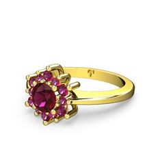 Floral Çiçek Yüzük - Rodolit garnet 8 ayar altın yüzük #d5vlsd