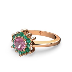 Yeşil kuvars ve pembe kuvars 14 ayar rose altın yüzük