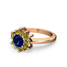 Floral Çiçek Yüzük - Peridot ve lab safir 925 ayar rose altın kaplama gümüş yüzük #hrwh8c