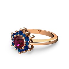 Lab safir ve rodolit garnet 18 ayar rose altın yüzük