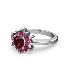 Rodolit garnet ve garnet 14 ayar beyaz altın yüzük