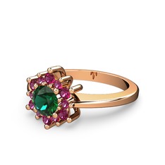 Rodolit garnet ve yeşil kuvars 14 ayar rose altın yüzük