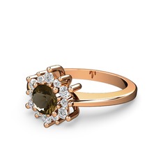 Swarovski ve dumanlı kuvars 925 ayar rose altın kaplama gümüş yüzük
