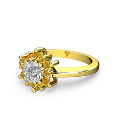 Sitrin ve pırlanta 8 ayar altın yüzük (0.5 karat)