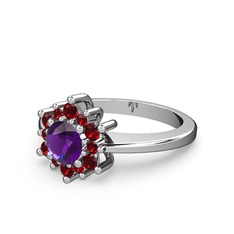 Floral Çiçek Yüzük - Garnet ve ametist 925 ayar gümüş yüzük #n6zbkw