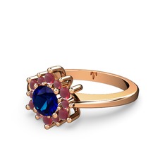 Kök yakut ve lab safir 8 ayar rose altın yüzük