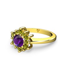 Peridot ve ametist 18 ayar altın yüzük