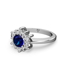 Floral Çiçek Yüzük - Pırlanta ve lab safir 18 ayar beyaz altın yüzük (0.504 karat) #y7pty1