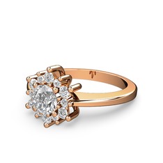 Pırlanta ve beyaz zirkon 925 ayar rose altın kaplama gümüş yüzük (0.504 karat)