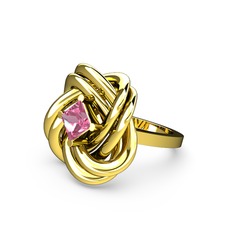 Pembe kuvars 925 ayar altın kaplama gümüş yüzük