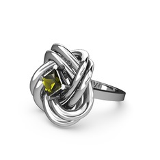 Peridot 18 ayar beyaz altın yüzük