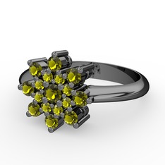 Peridot 925 ayar siyah rodyum kaplama gümüş yüzük