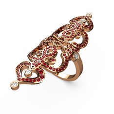 Liya Yüzük - Garnet ve beyaz zirkon 18 ayar rose altın yüzük #1258e51
