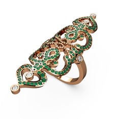 Liya Yüzük - Yeşil kuvars ve beyaz zirkon 18 ayar rose altın yüzük #12ppgf2