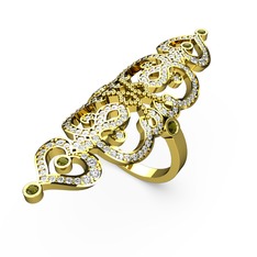 Swarovski ve peridot 8 ayar altın yüzük
