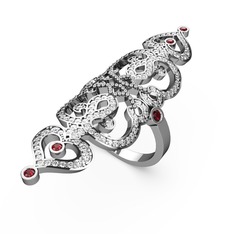 Liya Yüzük - Swarovski ve garnet 8 ayar beyaz altın yüzük #1jcc7ws
