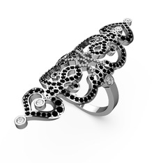 Liya Yüzük - Siyah zirkon ve swarovski 18 ayar beyaz altın yüzük #1juwzja